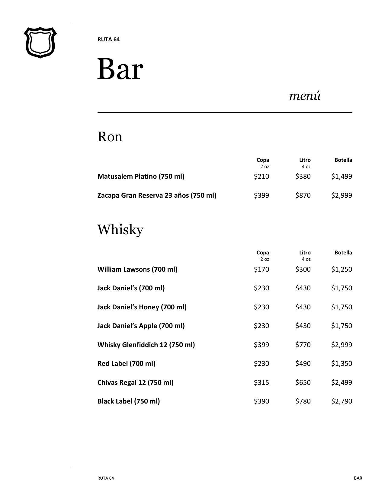Menú de bebidas, página 10