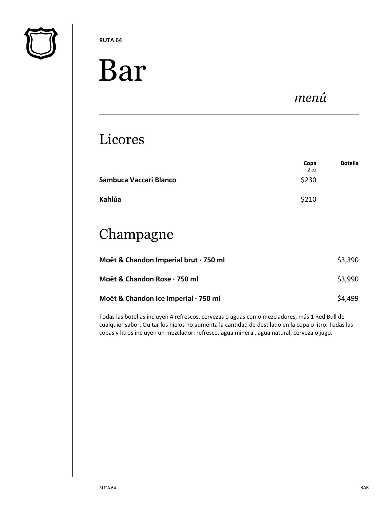 Menú de bebidas, página 13
