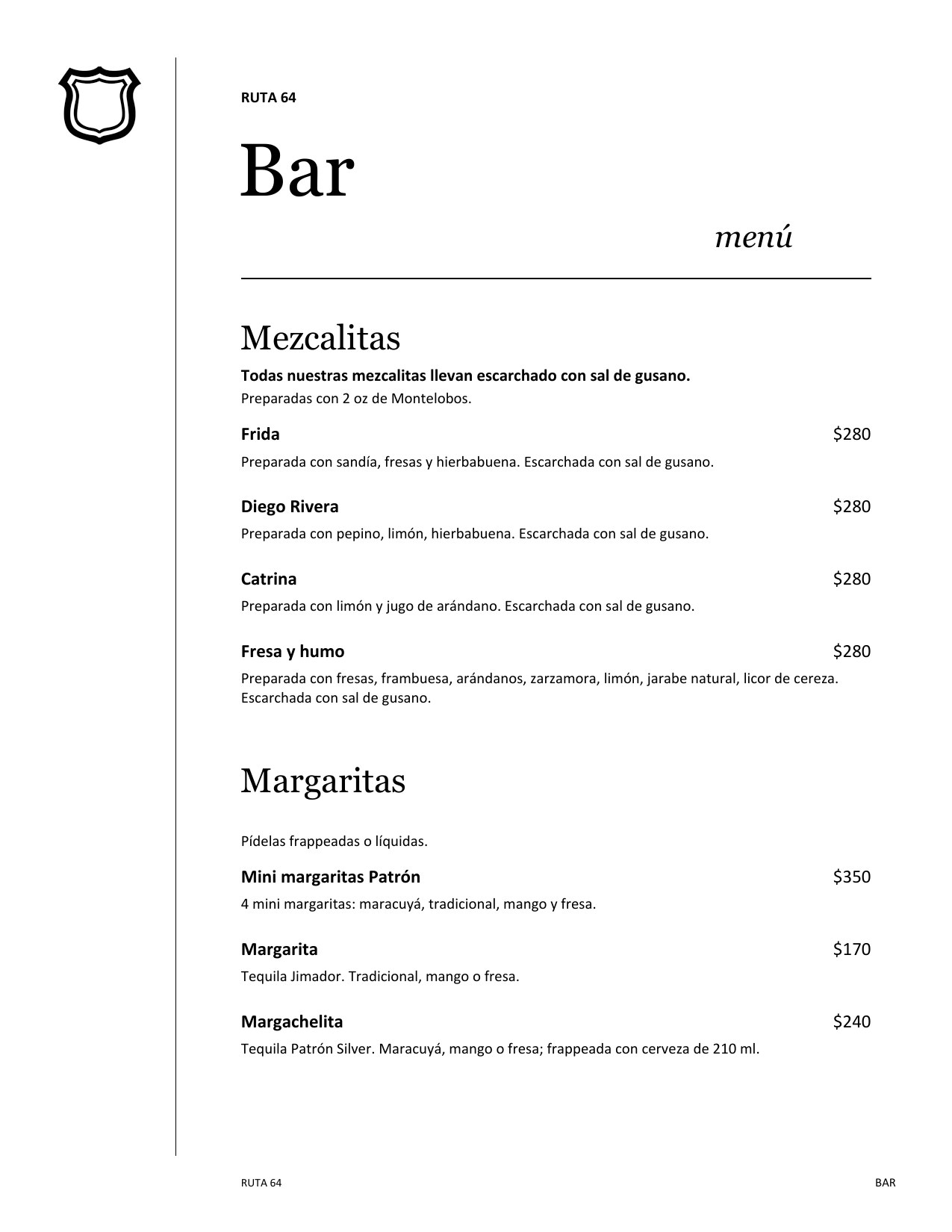 Menú de bebidas, página 14