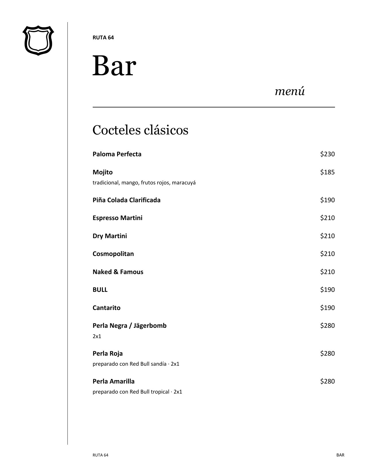 Menú de bebidas, página 16