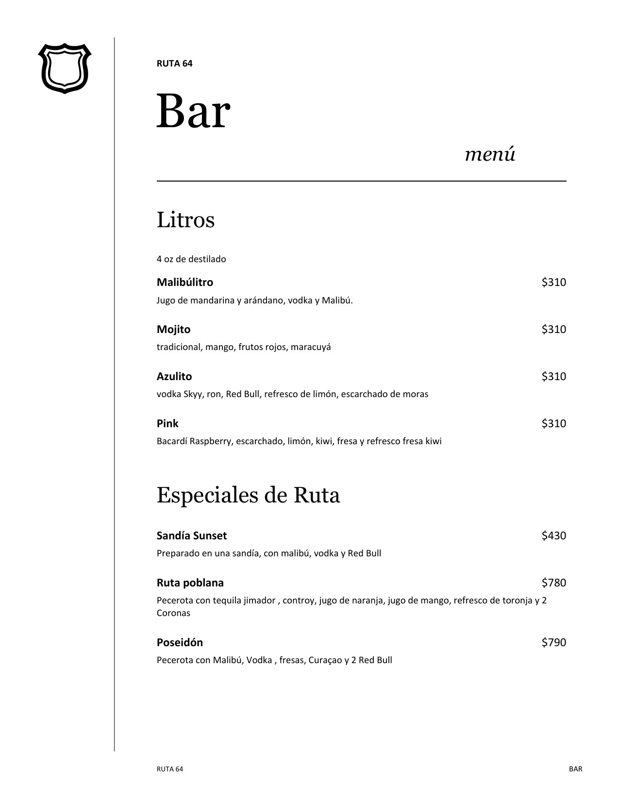 Menú de bebidas, página 18