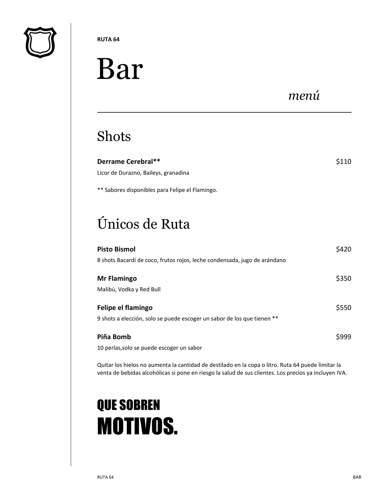 Menú de bebidas, página 20