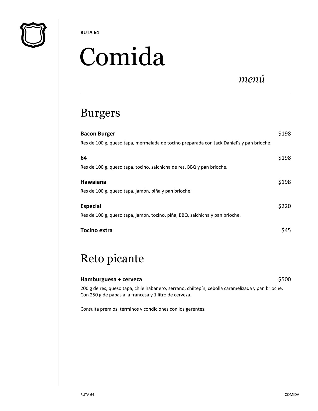Menú de comida, página 3